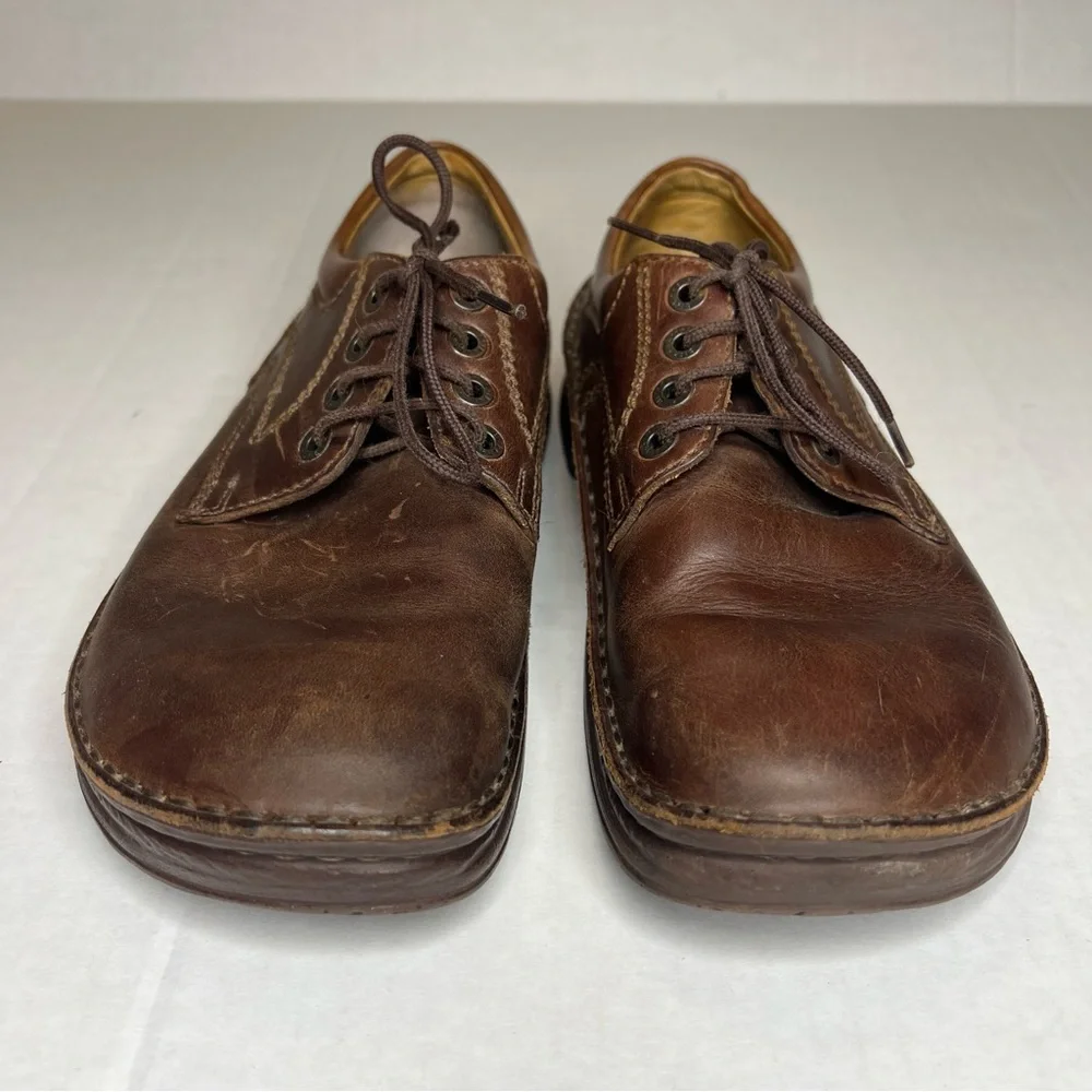 Birkenstock Unisex Brown Leather Oxfords EU 39 W 8, M6 - Picture 4 of 11